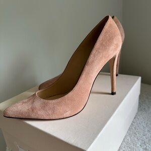 Alexandre Birman Beige Suede Pointed Toe Pumps Size 38.